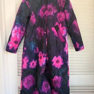 Rachel Comey Pink and Purple Floral Puffer Coat, LONG, size S